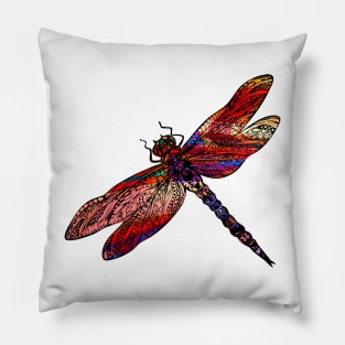 Ornate Dragon Fly Colorful Insect Illustration Pillow