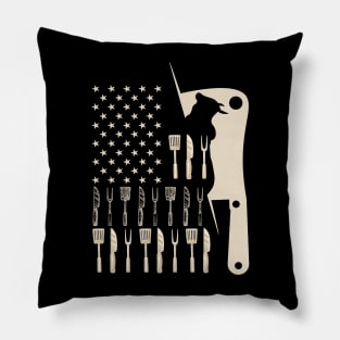 Butcher Butchery US American flag Fathers Day Gift Funny Retro Vintage Pillow