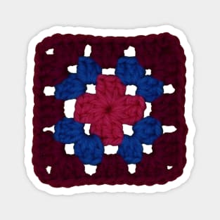 Magenta Vintage Crochet Granny Square Magnet
