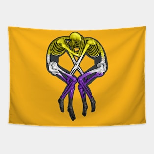 Nonbinary Flag Skeleton Love Tapestry