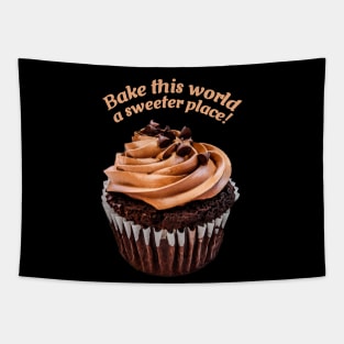 Chocolate Coffee Cupcake with Chocolate Kisses on Frosting Tapestry