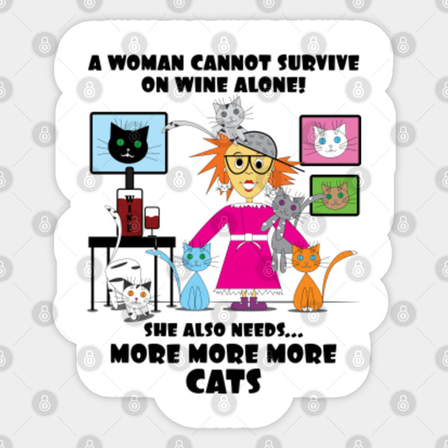 Crazy Cat Lady Cartoon T Shirt Crazy Cat Lady Sticker