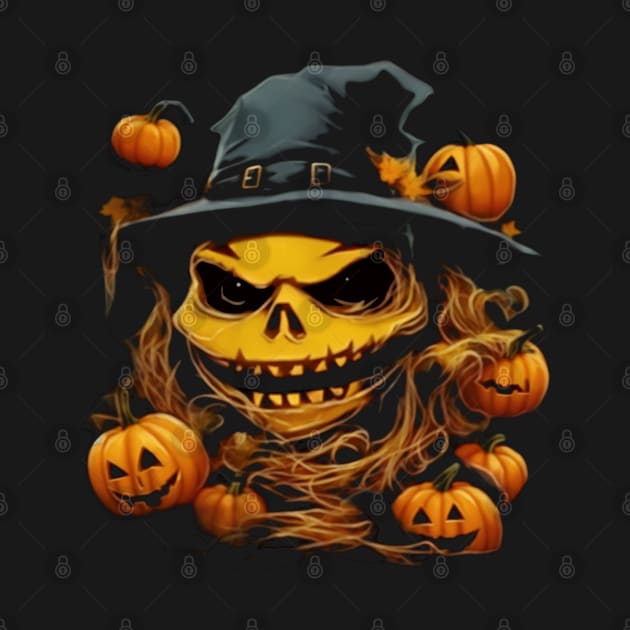 halloween scary evil pumpkin funny pumpkin head by masterpiecesai