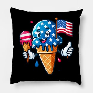 Ice Cream 4th Of July Cool Dessert Patriotic Kids Toddler Pillow