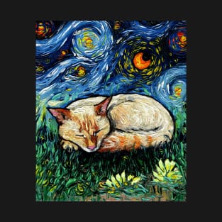 Sleepy Flame Point Siamese Night T-Shirt