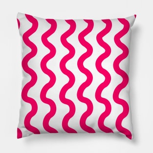 Pink vertical wavy curly lines pattern Pillow