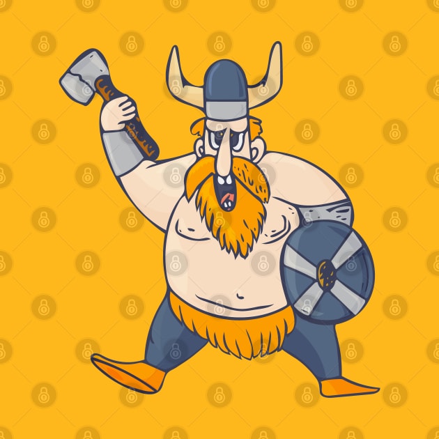 Angry Viking Warrior in a cartoon style by tatadonets