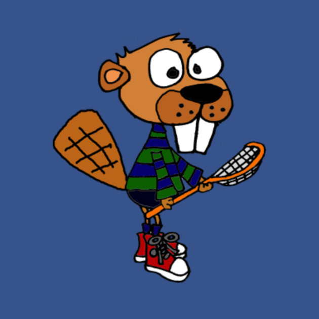 Funny Beaver Playing Lacrosse Cartoon - Beaver - T-Shirt | TeePublic