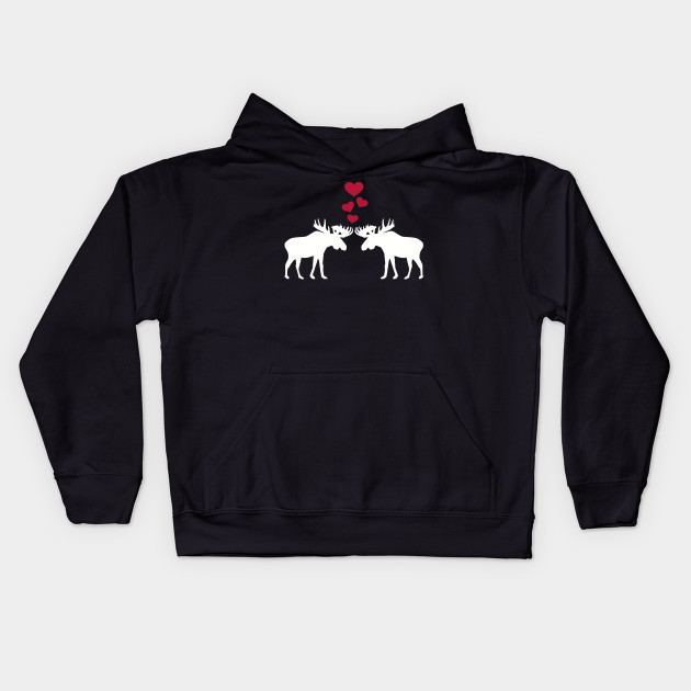 I Love Heart Elk Black Kids Sweatshirt