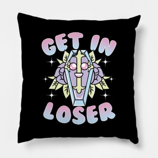 Aesthetic Funny Get In Loser Coffin Kawaii Goth Pillow