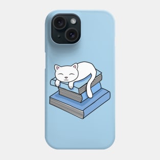 Kitten resting on a pile of books Phone Case