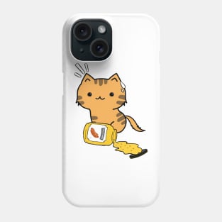 Cute Orange Cat Spilled a jar of mustard sauce Phone Case