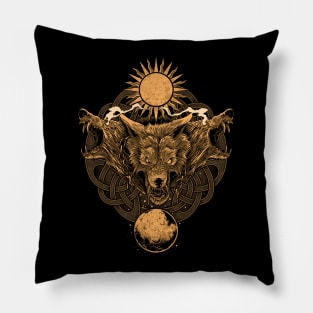 Norse Ragnarok Wolves Viking Mythology Pagan Fenrir Wolf Pillow