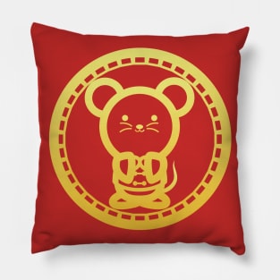 Chinese New Year Mouse Gold Pillow