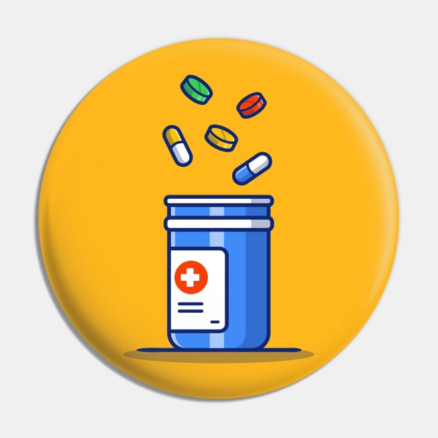 Medicine Jar, Tablets, And Pills Cartoon Pin by Catalyst Labs