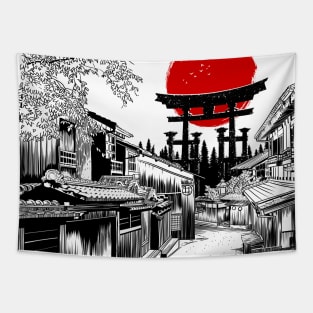 Sketch Street Japan Torii Tapestry