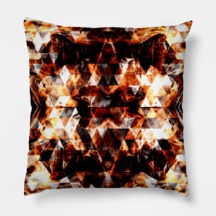 Electrifying orange sparkly triangle fire flames Pillow