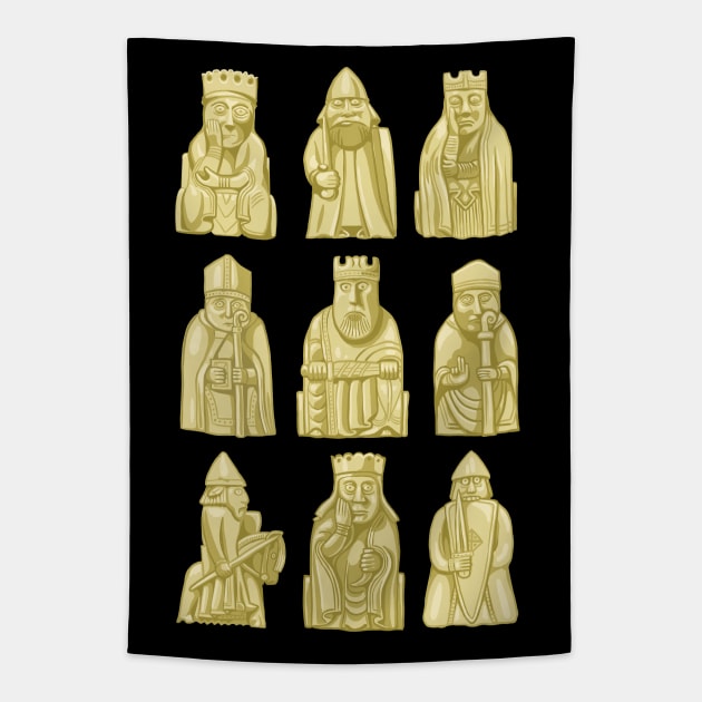 Lewis Chessmen Tapestry by Mackaycartoons