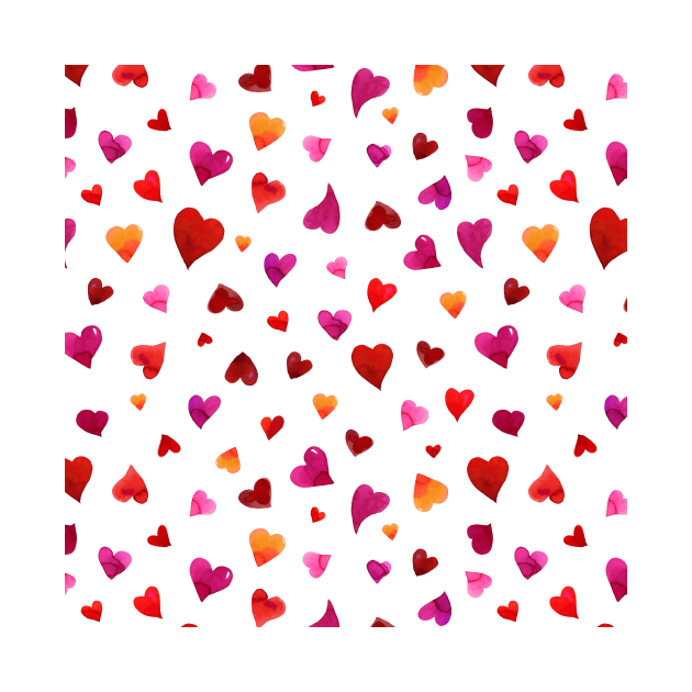 Valentine's  Day hearts - red, viva magenta and orange by wackapacka