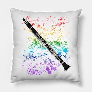 Clarinet Rainbow Colours Clarinetist Woodwind Musician Pillow