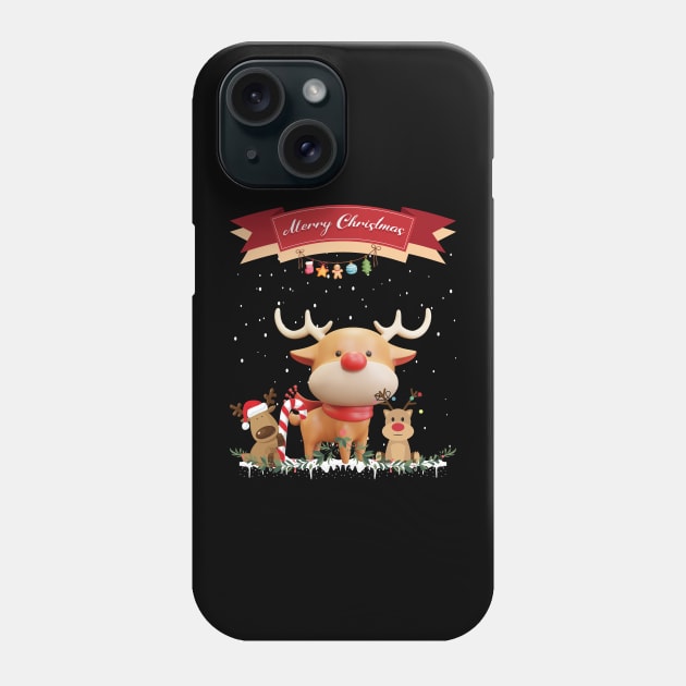 Merry Christmas Reindeer Family Phone Case by MAii Art&Design