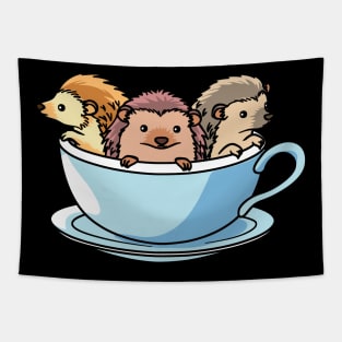 Cute hedgehogs in a cup Tapestry