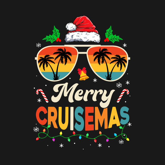 Merry Cruisemas Christmas Family Santa Reindeer Cruise Retro by James Green