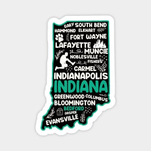 Bedford Indiana cute map Indianapolis, Fort Wayne, Evansville, Carmel, South Bend, Fishers, Bloomington, Hammond, Gary, Lafayette Magnet