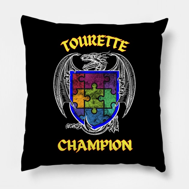 Tourette Champion Dragon Shield Pillow by chiinta