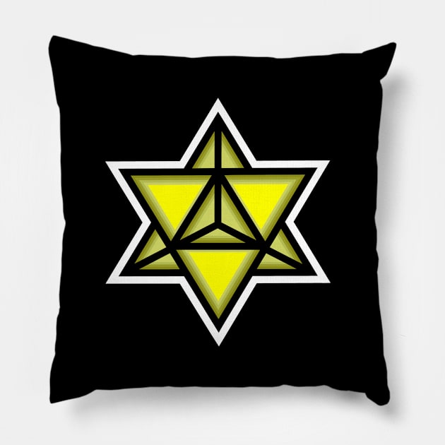 Merkaba Spiritual Symbol in Bright Yellow - Sacred Geometry - Solar Merkabah Shape - Merkaba Pillow by Bleeding Red Paint