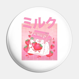 Retro 90s Japanese Kawaii Strawberry Milk Shake Carton Pin