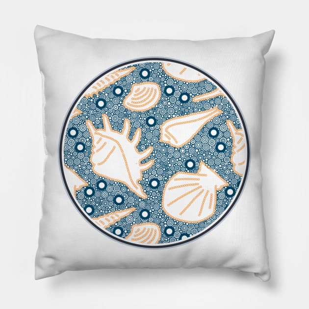 Found On The Beach Sea Shell Circular Pattern Pillow by pbdotman