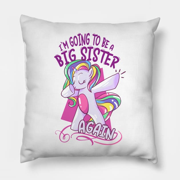 Unicorn  Big Sister 2021 announcing pregnancy Pillow by alpmedia