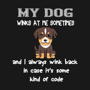 My dog winks at me sometimes and I always wink back in case it's some kind of code T-Shirt