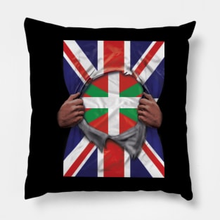 Bilbao Flag Great Britain Flag Ripped - Gift for Basque From Bilbao Pillow