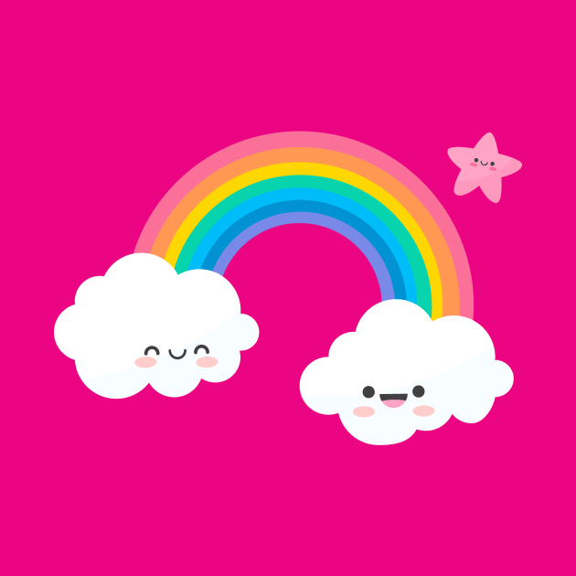 Cute Rainbow with Clouds by Golden Eagle Design Studio