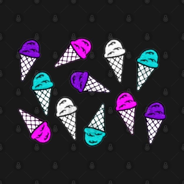 Colorful Ice Cream Pack and Pattern (Black) by thcreations1