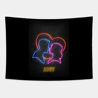 Love Couple Neon Tapestry