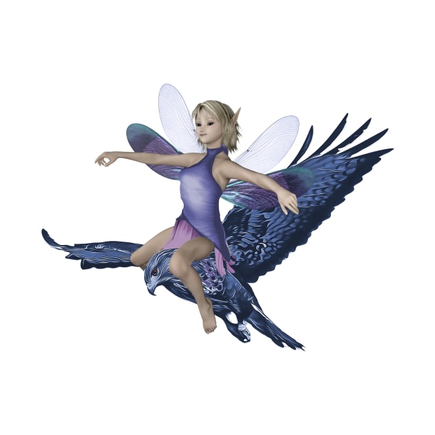 Fairy faerie elf riding eagle flying by Fantasyart123