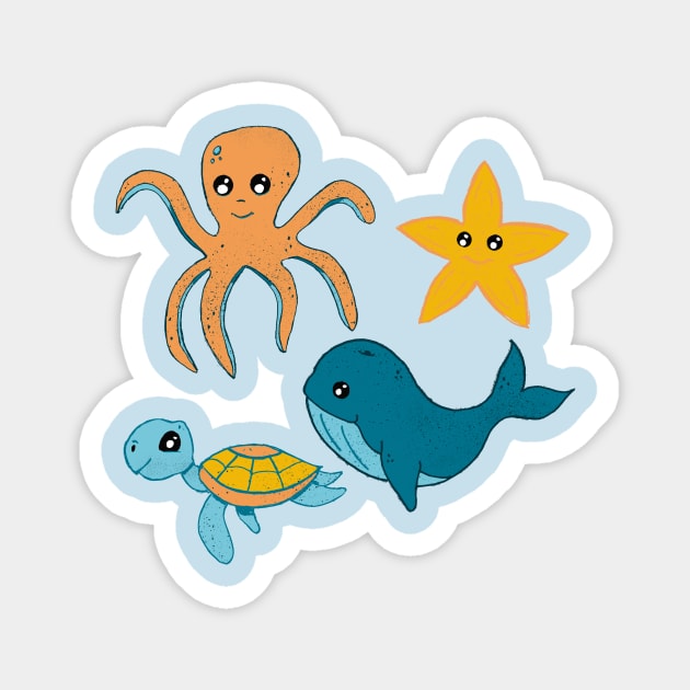 Cute Sea Creatures Magnet by ksrogersdesigns