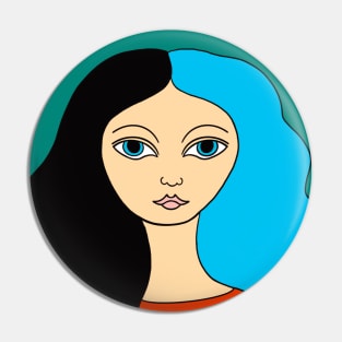 Black Blue haired girl Pin