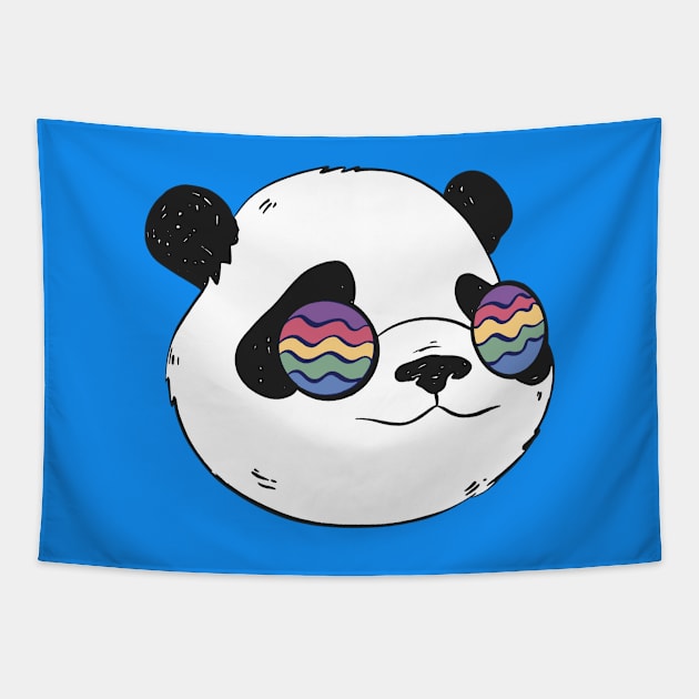 Hippie Panda Tapestry by Bruno Pires