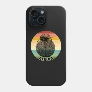 Dung Beetle on top of Dung Ball against Vintage Retro Africa Sunset Phone Case