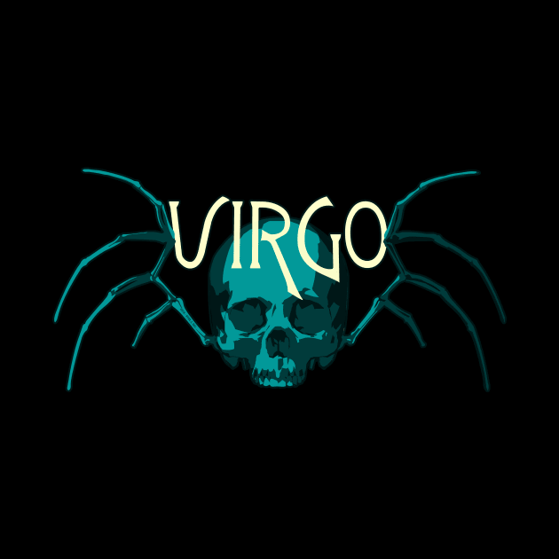 Blue Virgo Skull and Virgin Wing Bones - Zodiac Astrology by RyanJGillDesigns