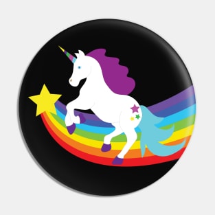 White Unicorn with Rainbow and Stars Pin