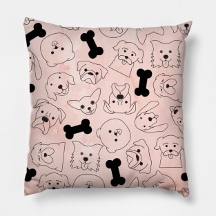 Cute Puppy Pattern (peach) Pillow