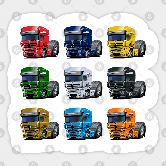 Cartoon semi truck - Cartoon Truck - Sticker | TeePublic Cartoon semi truck - Cartoon Truck - Sticker | TeePublic