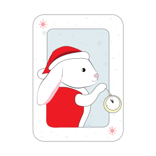 White Rabbit in Santa Hat T-Shirt