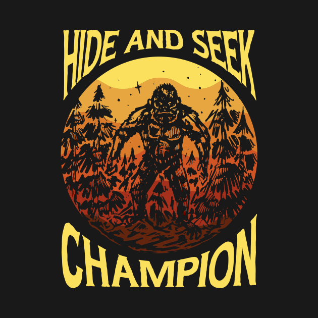 Retro Funny Big Foot Undefeated Hide & Seek Champion by Artmoo