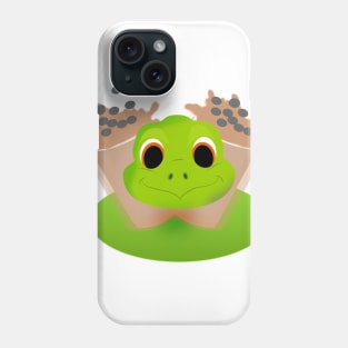 Milk tea boba and green dinosaur head Phone Case